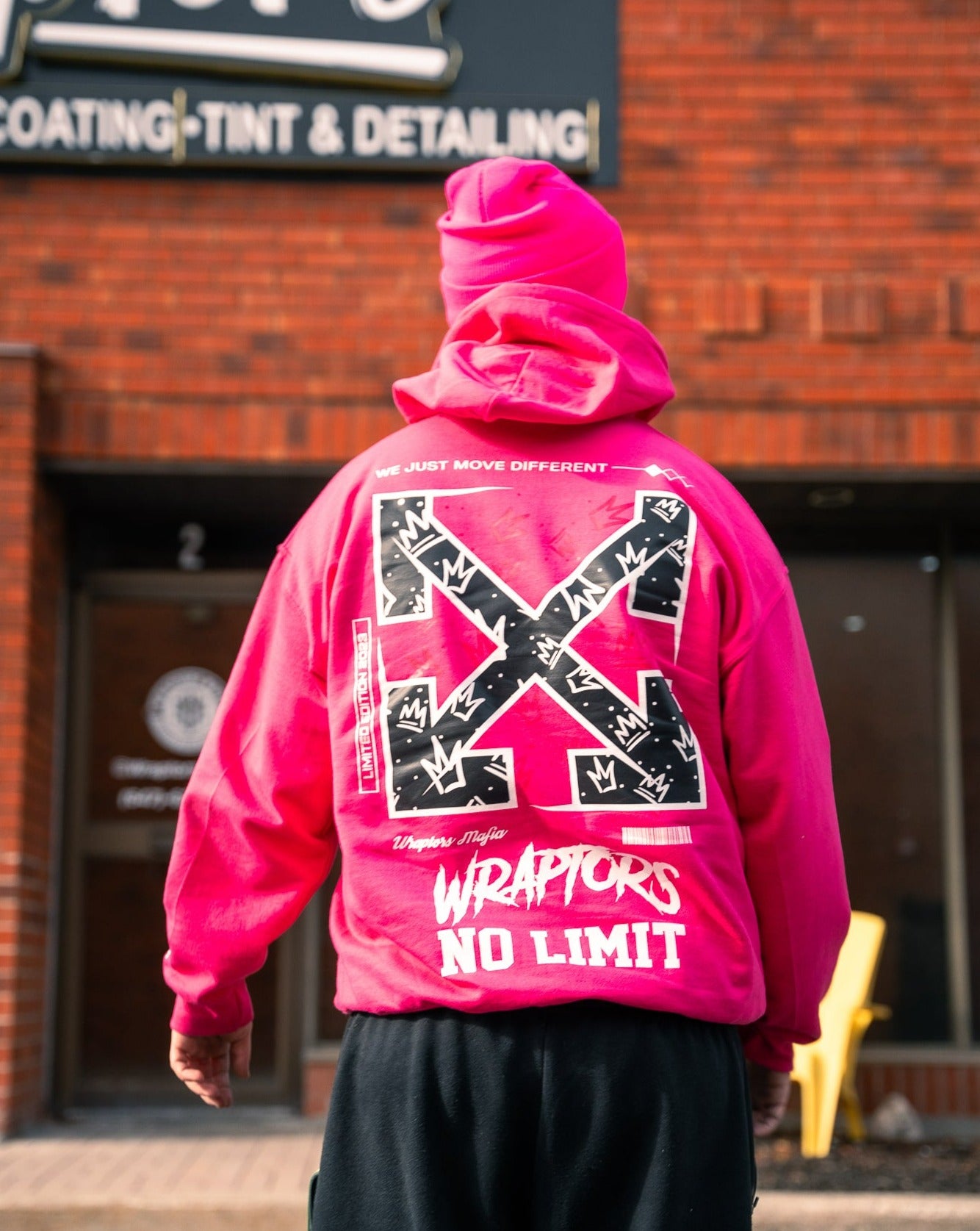 Fluorescent Pink Wraptors x NO LIMIT Hoodie Beanie Combo