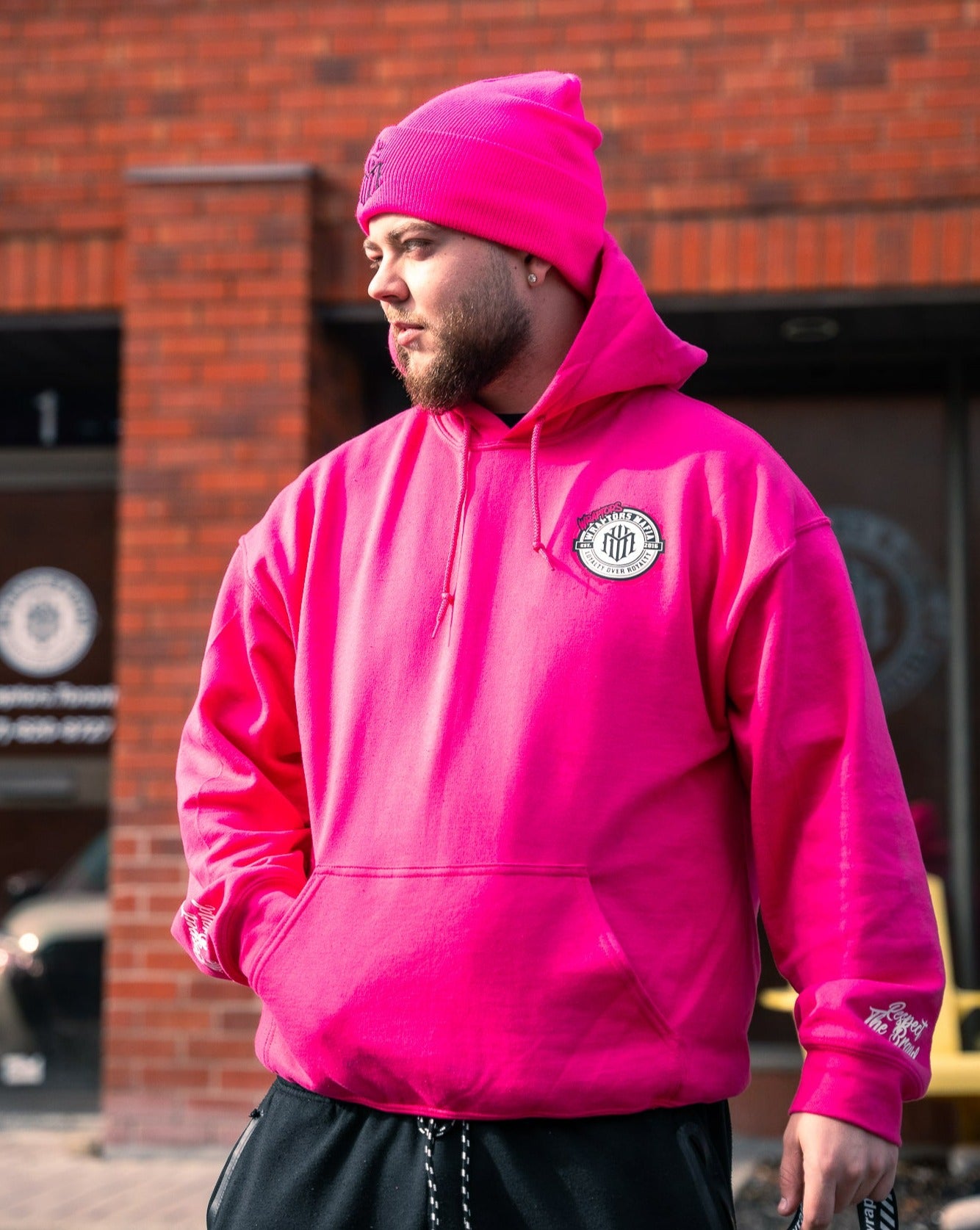 Fluorescent pink outlet hoodie