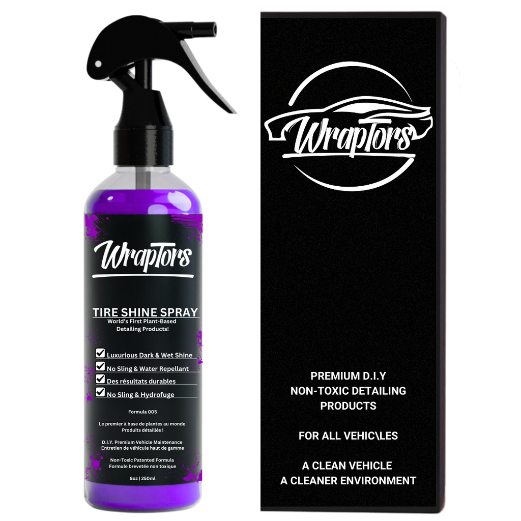 Wraptors Tire Shine | Deep Black Wet Look, Non-Sling, Plant-Based Formula