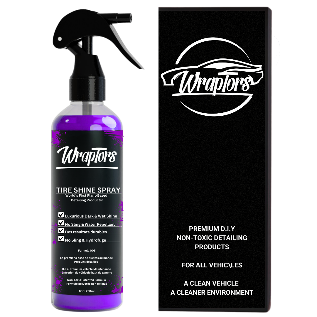 Wraptors Tire Shine | Deep Black Wet Look, Non-Sling, Plant-Based Formula