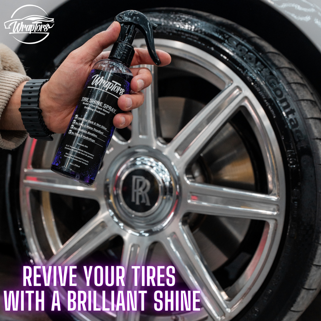 Wraptors Tire Shine | Deep Black Wet Look, Non-Sling, Plant-Based Formula