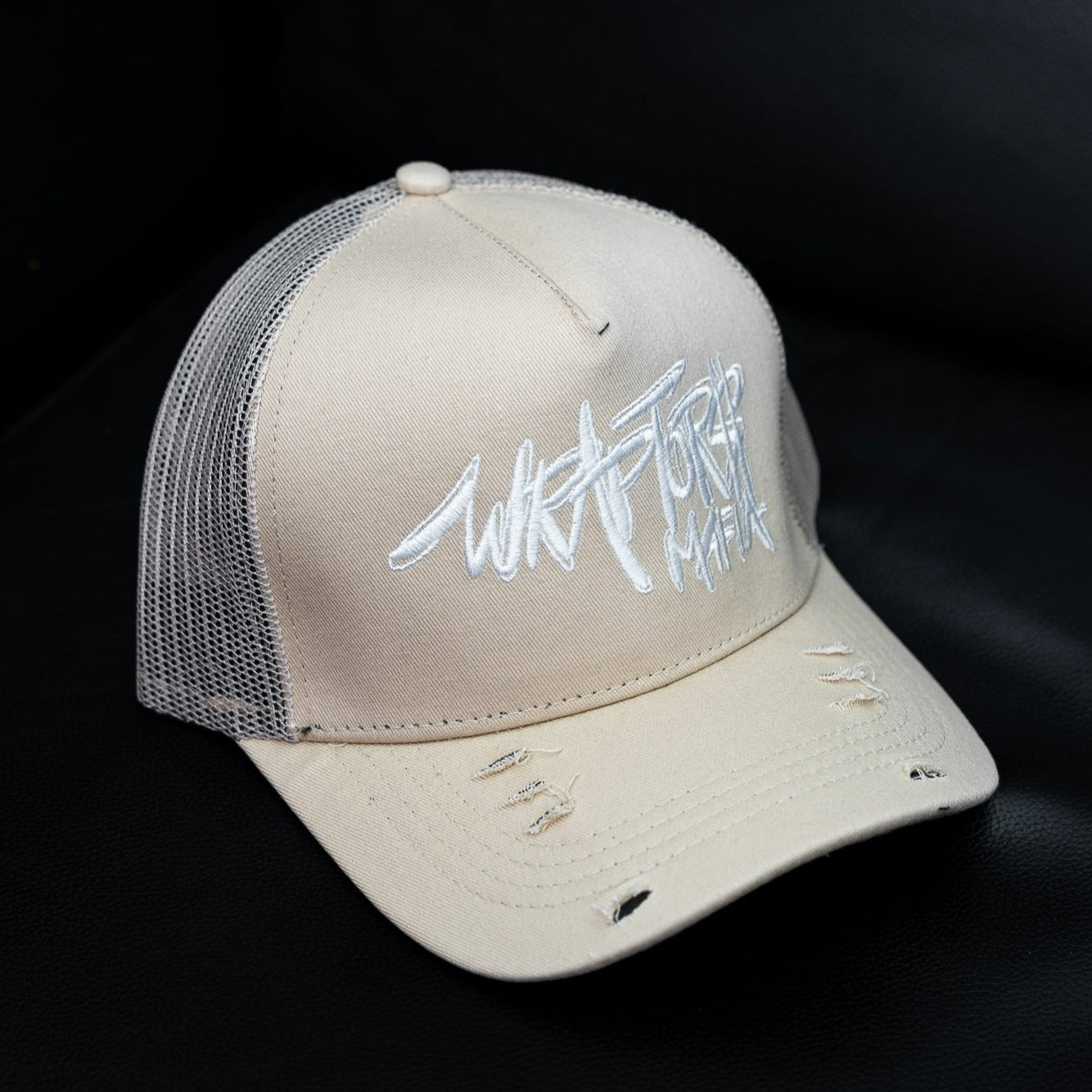 Wraptors Mafia Beige & White Trucker