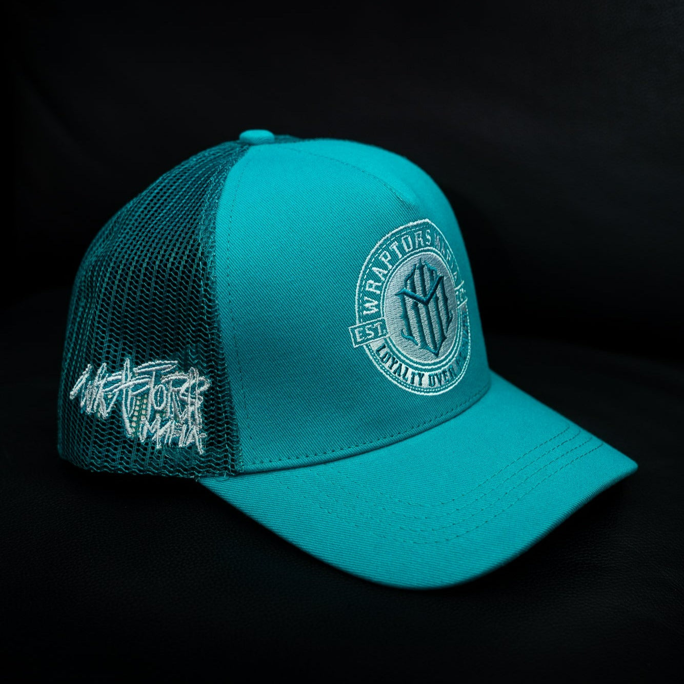 Wraptors Mafia Teal & White Trucker Hat