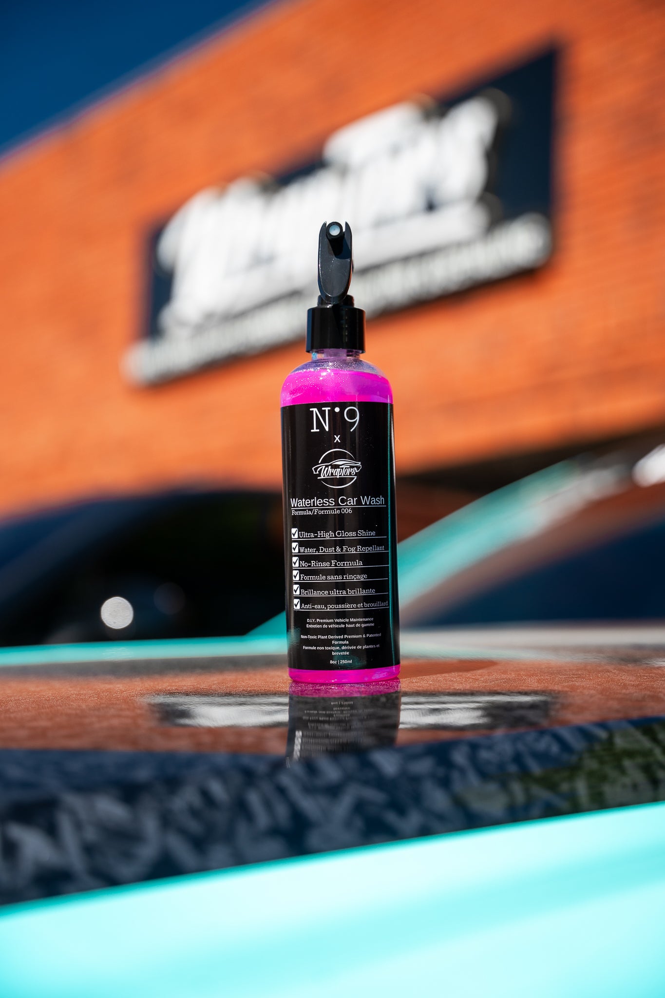 Wraptors x N9 Waterless Car Wash Detail Spray &amp; Wax, Mirror-Like Gloss Guaranteed, Scratch-Free, Water &amp; Fog Repellent Top Coat, Ultra Slick Car Polisher No Garden Hose or Foam Cannon Needed